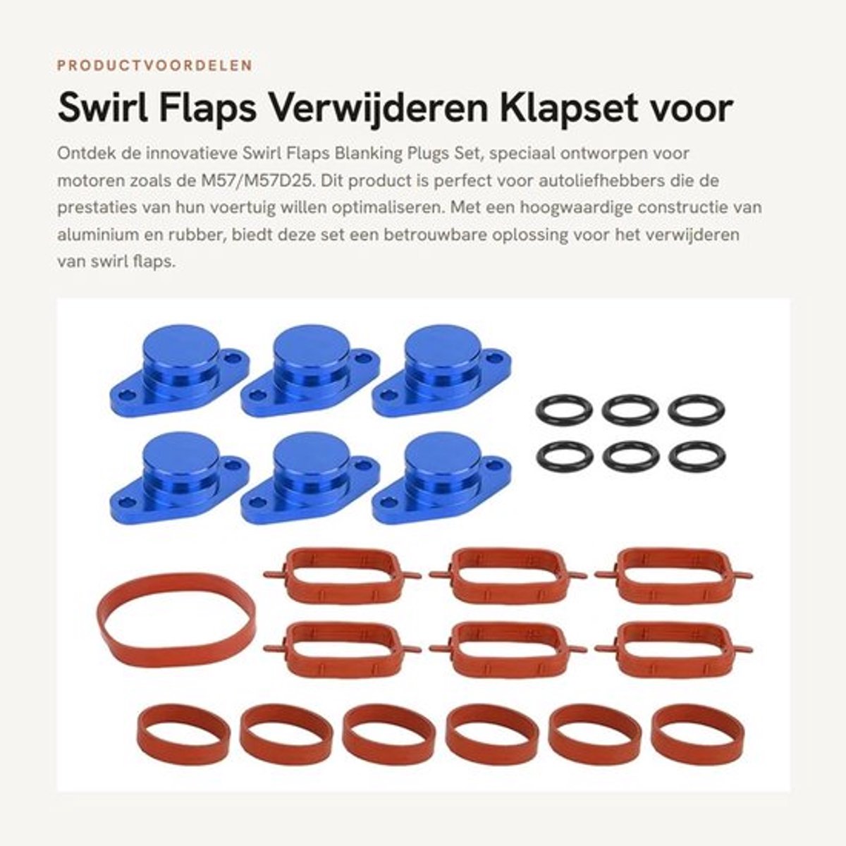 Solidchoice- Swirl Flaps Set - Aluminium/Rubber - 6x22mm - Geschikt voor M57/M57D25 - Blanking Plugs - Gloednieuw - Optionele Kleur: Blauw - Kleppen
