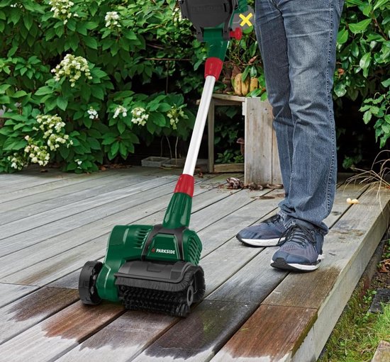 SnelShoppen - Draadloze terrasreiniger 20 V, verwijdert mos en vuil uit voegen, geschikt voor natuursteen, betonnen bestrating, tegels en hout, ideaal — afbeelding 4