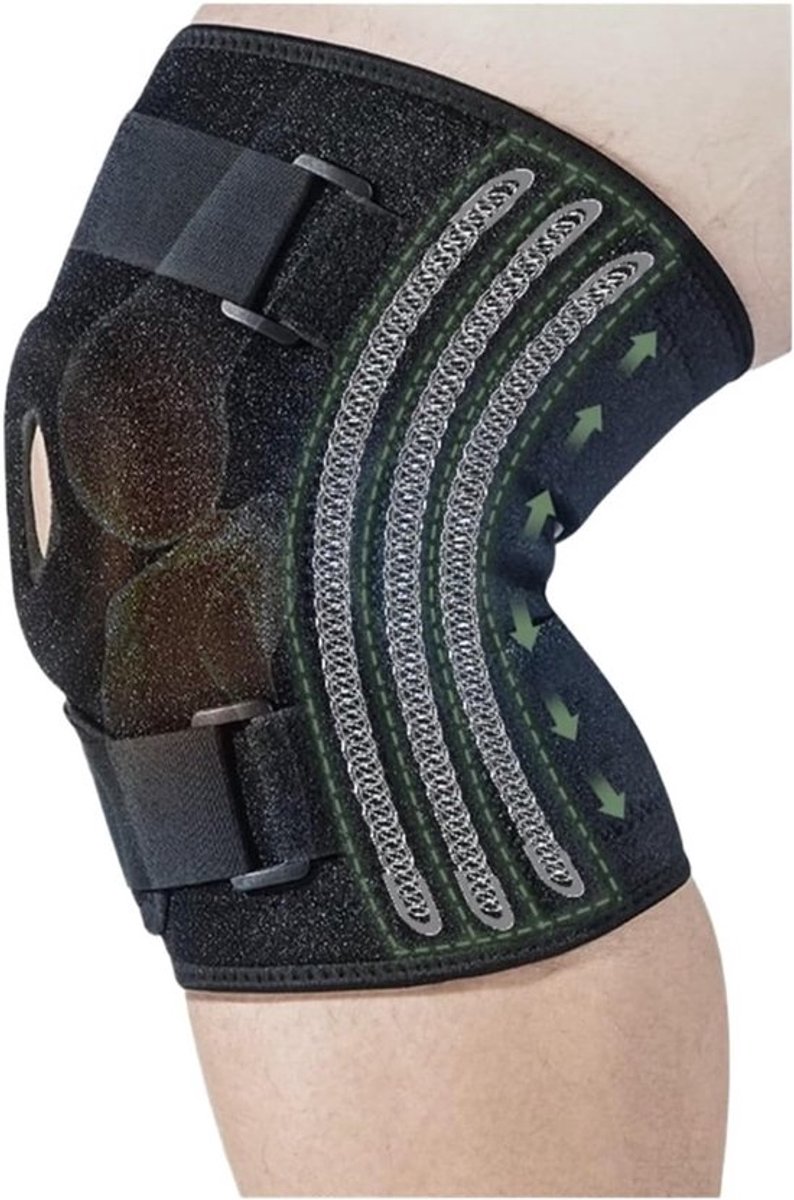 Sportkniebraces in grote maten met verstelbare compressieveren, geschikt voor wandelen en ter bescherming van de knieschijf - XL/2XL [Geschikt voor 54-68 kg]
