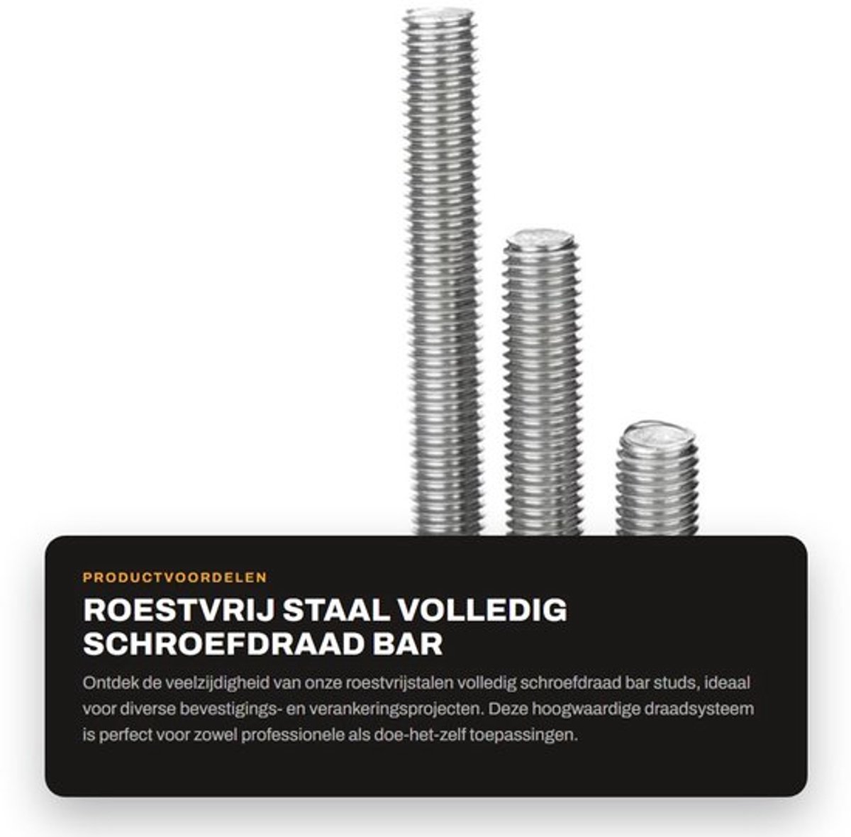 Schroefdraadbar M16x120mm - Draadstaal - Roestvrij staal 304 - Slijtvast - Duurzaam - Corrosiebestendig - Draadstaaf