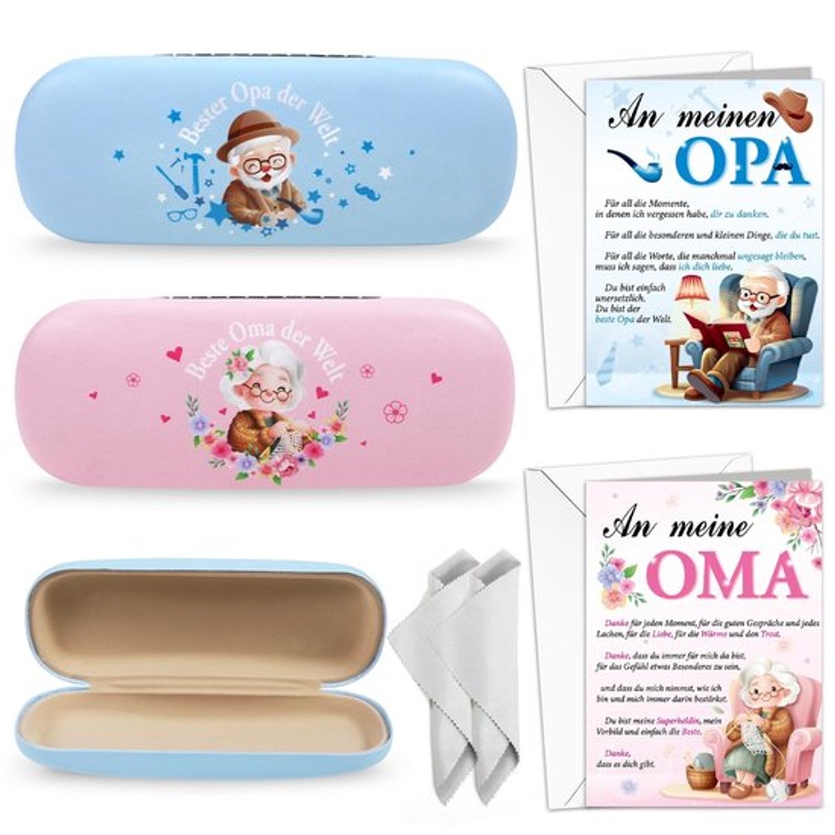 Brillenkoker Cadeau voor Oma/Opa - Brillenkoker Hard Case - Brillenkoker Dames/Heren - Brillenkoker One Size - Inclusief Kaarten - Perfect voor Feestdagen - Brillenetui
