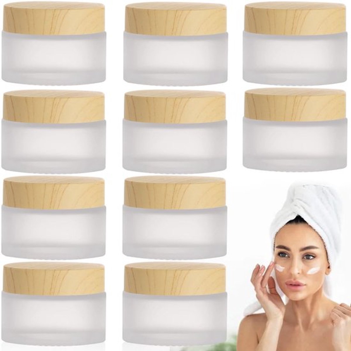 Crèmepotje 30 ml - Witte Matte Glazen Crèmepot - Leeg Potje met Schroefdeksel - Reiscosmeticacontainer - Herbruikbaar - Robuust en Stabiel - Cosmeticapotje