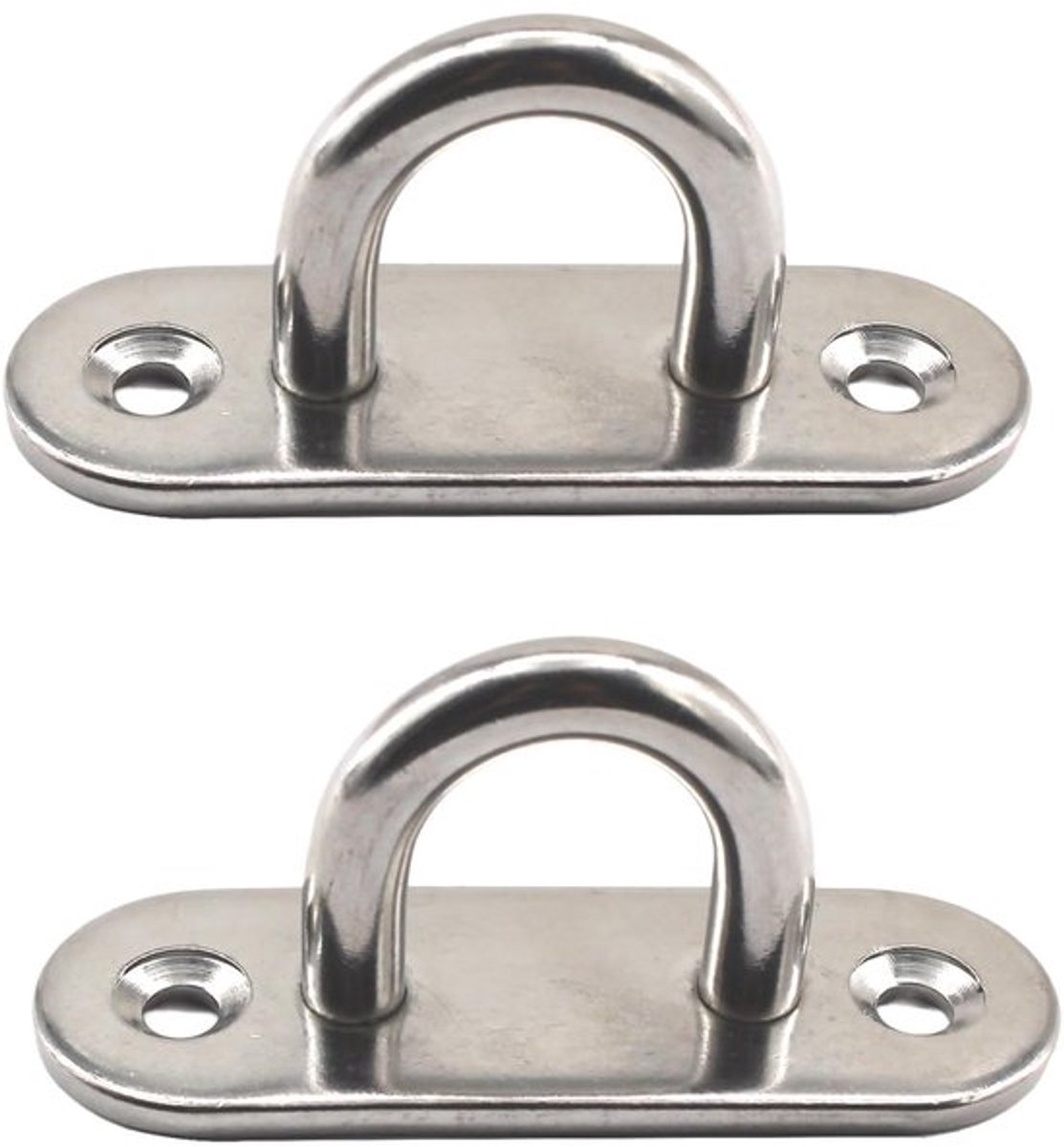 2 stuks M10 304 RVS Langwerpige Pad Oogplaat Haak Heavy Duty Ringhaak voor Scheepsdek Muur Plafond