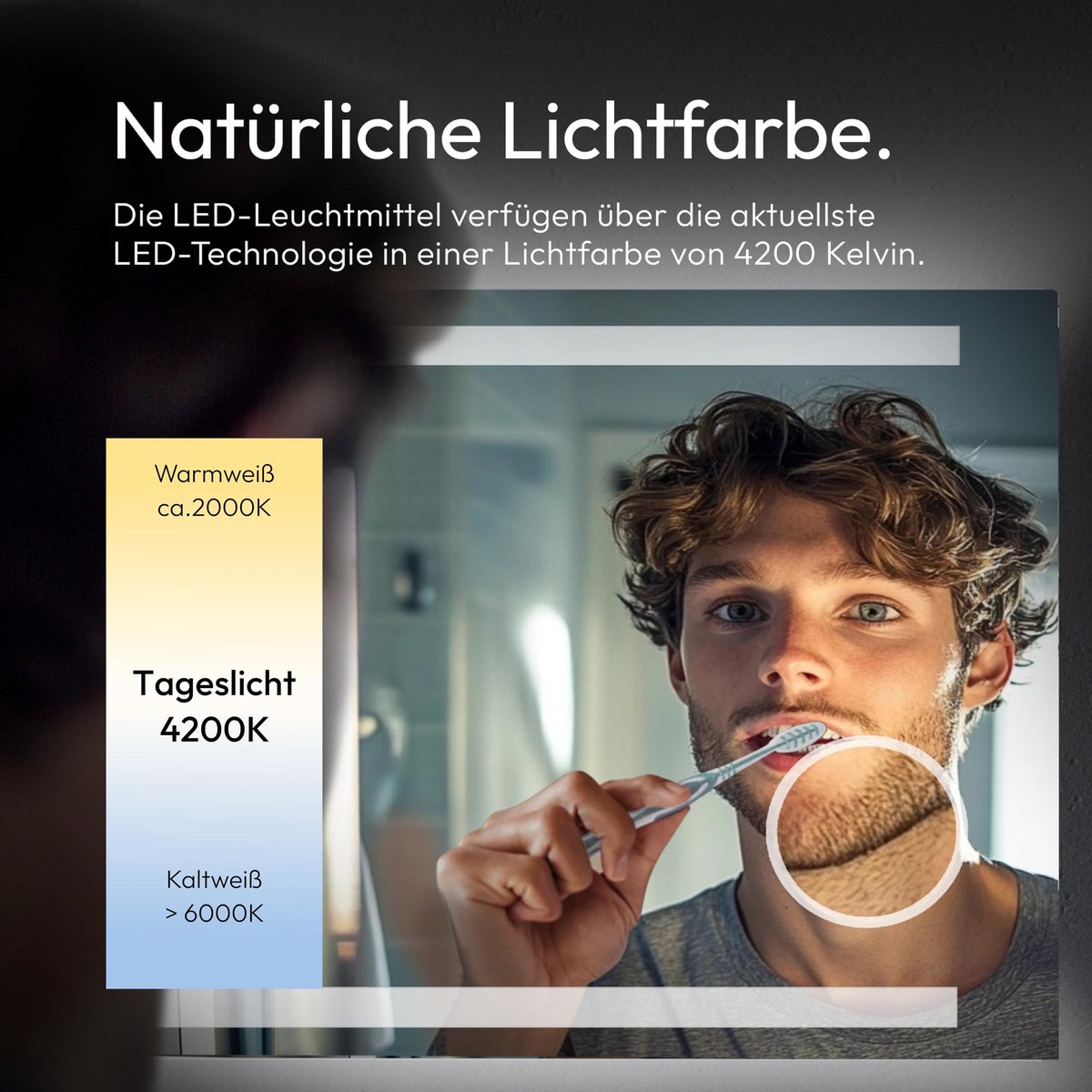 SnelShoppen - Talos LED Badkamerspiegel 160x60 cm - Neutraal Wit - Verlichte Cosmetische Spiegel met 3-voudige Vergroting en Digitale Klok - Aluminium