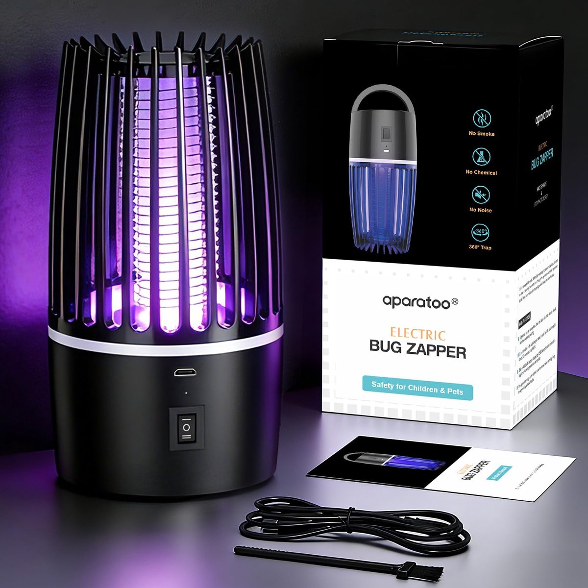 SnelShoppen - Muggenlamp 4200V, Elektrische Insectenverdelger UV, Waterdichte Anti Muggen Lamp IPX4 voor Buiten, Muggenval en Vliegenvanger voor Tuin