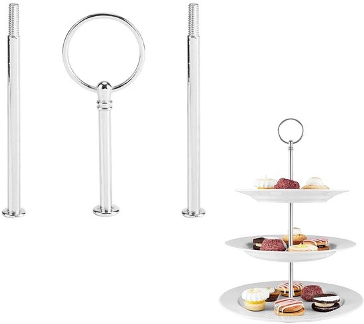 Handvat Taartstandaard - Meerlagige Taart/Cupcake Standaard - Fruitschaal - Verjaardagsfeestje/Jubileum - Compacte Opslag - Trekring Ontwerp