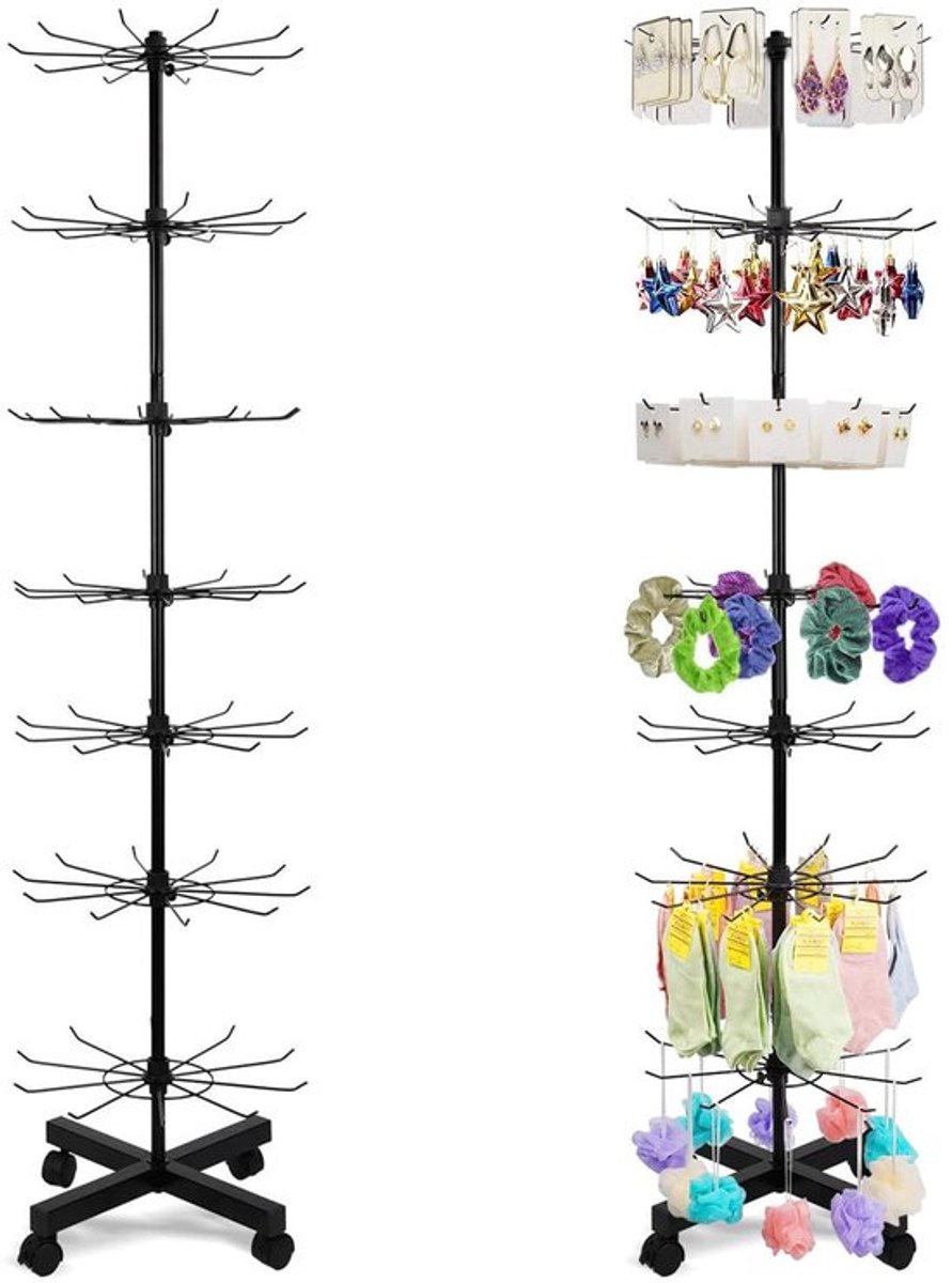 Sieradenstandaard 7-laags - Draaibare Display Standaard - Sieradenhouder voor Kettingen/Sjaals - Zwart/IJzer - Robuust en Duurzaam - Displaystandaard