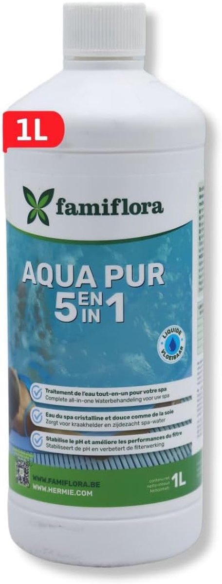 SnelShoppen - Aqua pur 5-in-1 Waterbehandeling 1L voor Spa - Kristalhelder & Zijdezacht Water - pH Stabilisatie - Perfect voor Wellness en Ontspanning