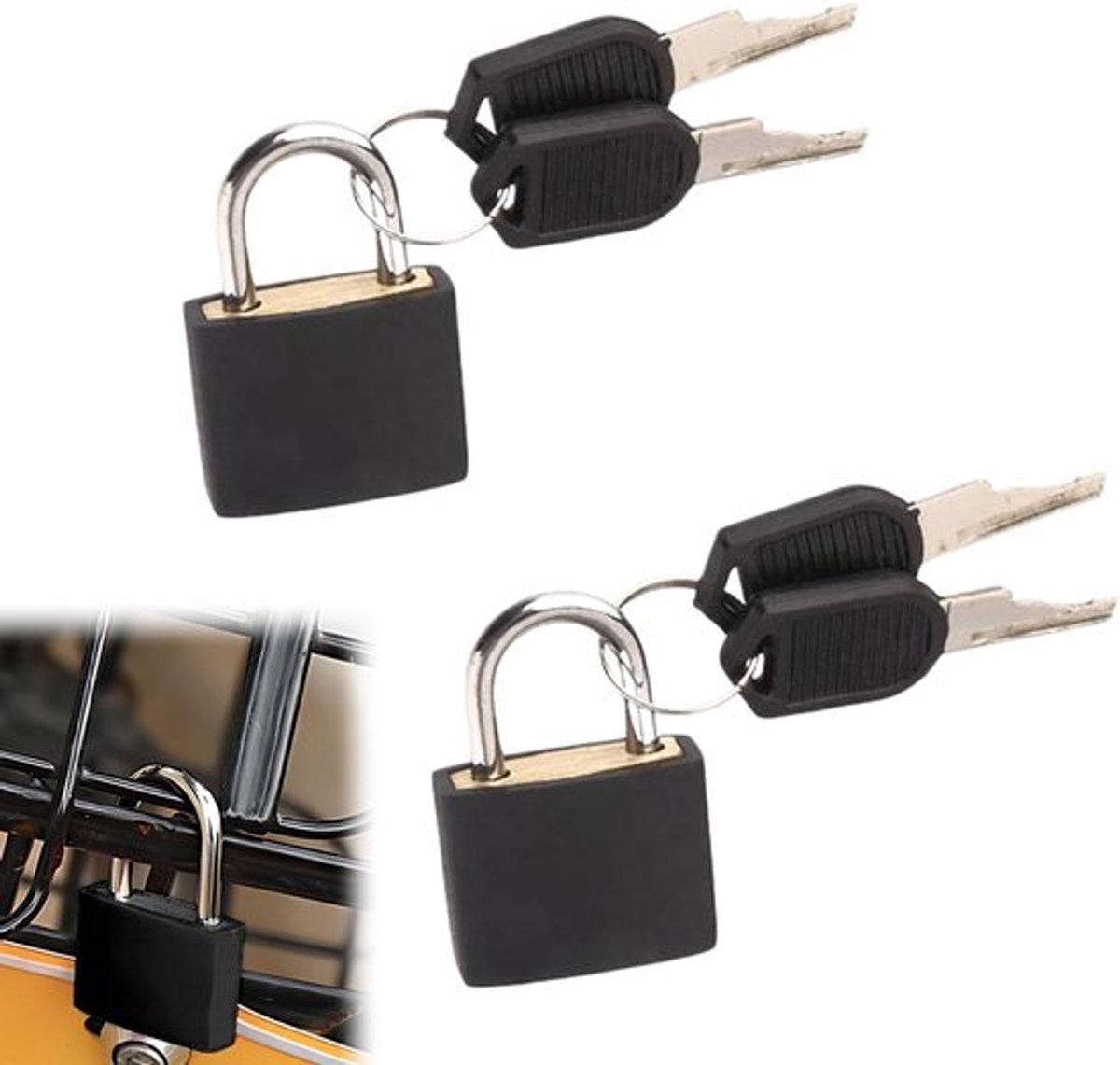 Hangslot Compact - Hangslot met Sleutel - Kofferslot - Cijferslot - Schokbestendig - Set van 2 Stuks