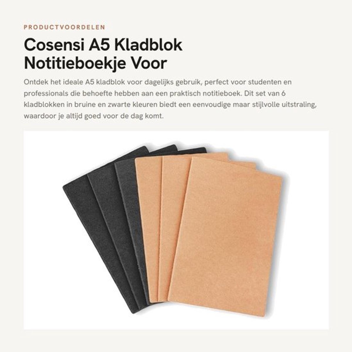 Kladblok A5 - 6 Stuks - Papieren Notitieboek - Studenten Notebook - 40 Pagina's - Duurzaam en Goed Gemaakt