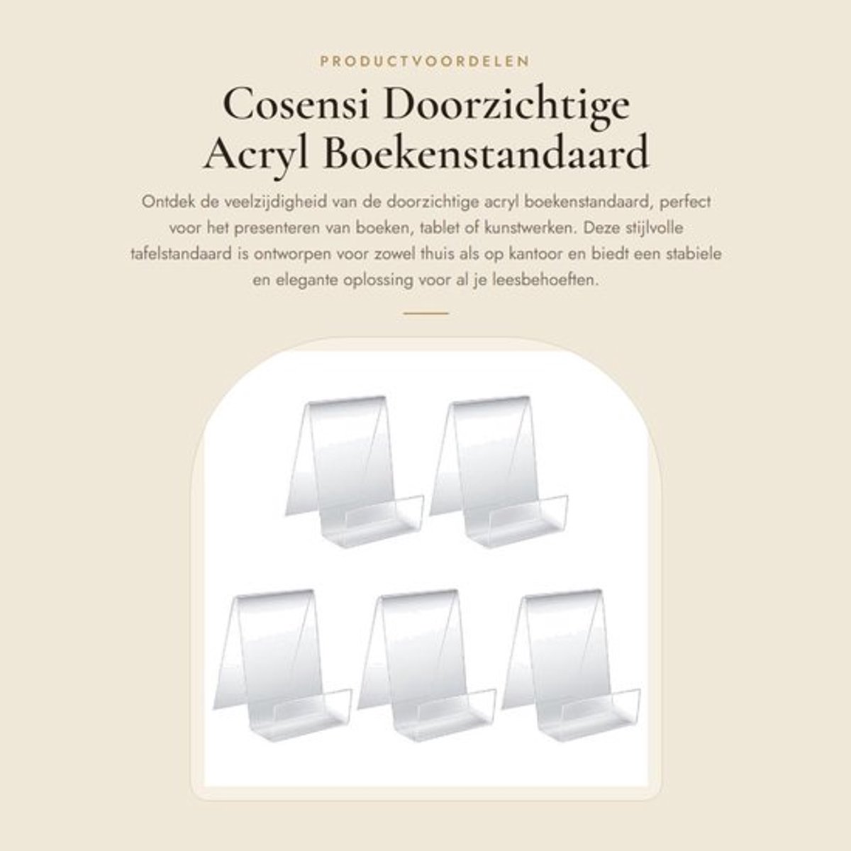 Boekenstandaard Transparant - 5 Stuks - Acryl - Tafelstandaard - Schuin - Stabiel - Duurzaam Materiaal - Displaystandaard