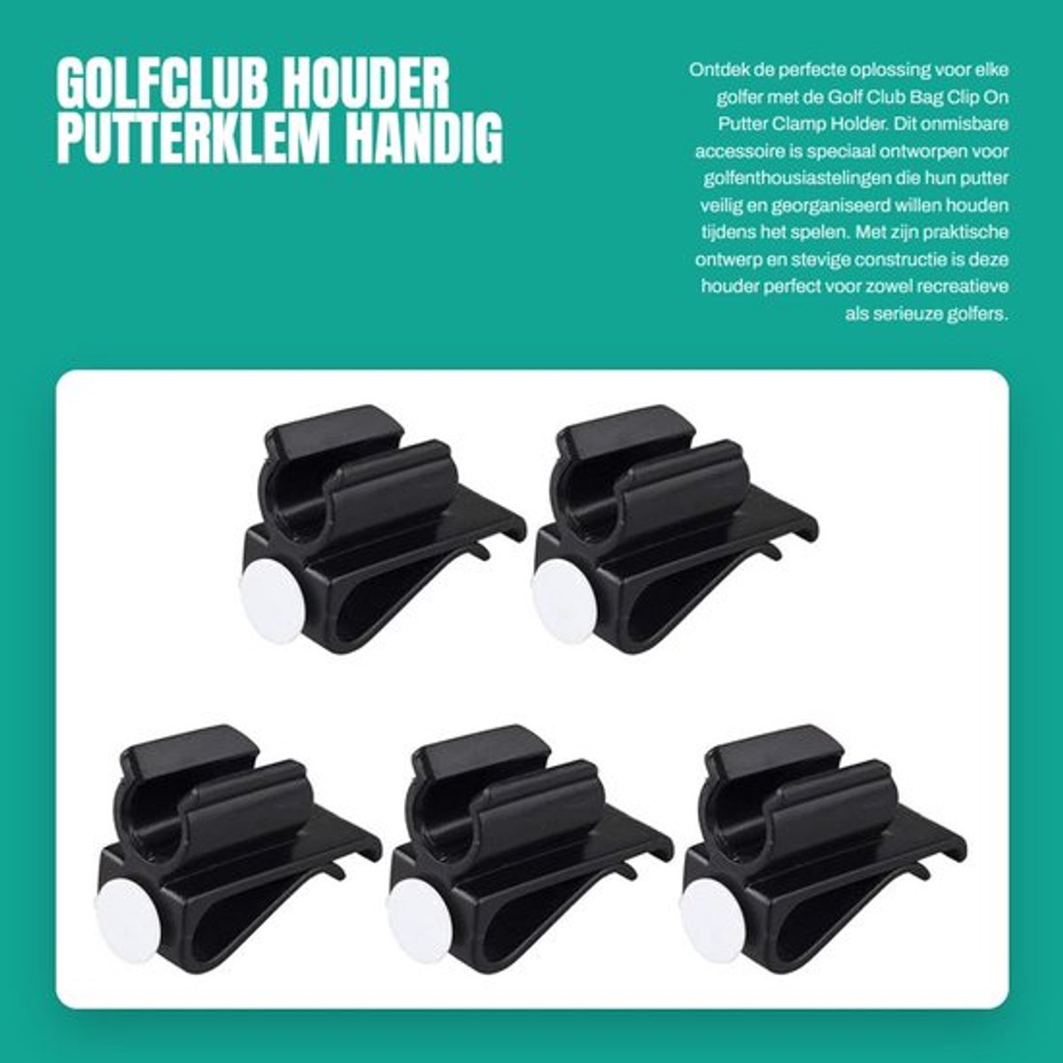 Putterhouder - Golf Accessoires - Golf Club Clip - Putter Klem - Ball Marker - Stevig Plastic 6.5 x 4.3 x 2.5 cm - Golfaccessoires