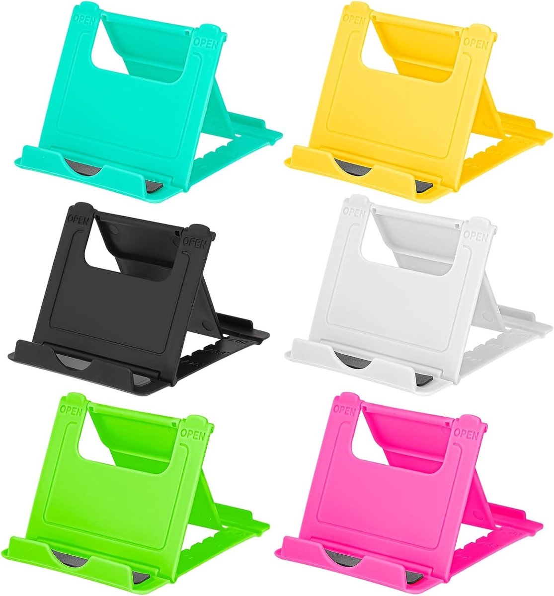 Set van 6 Draagbare Telefoonstandaards voor Bureau - Vouwbare Universele Houders voor Smartphones en Tablets