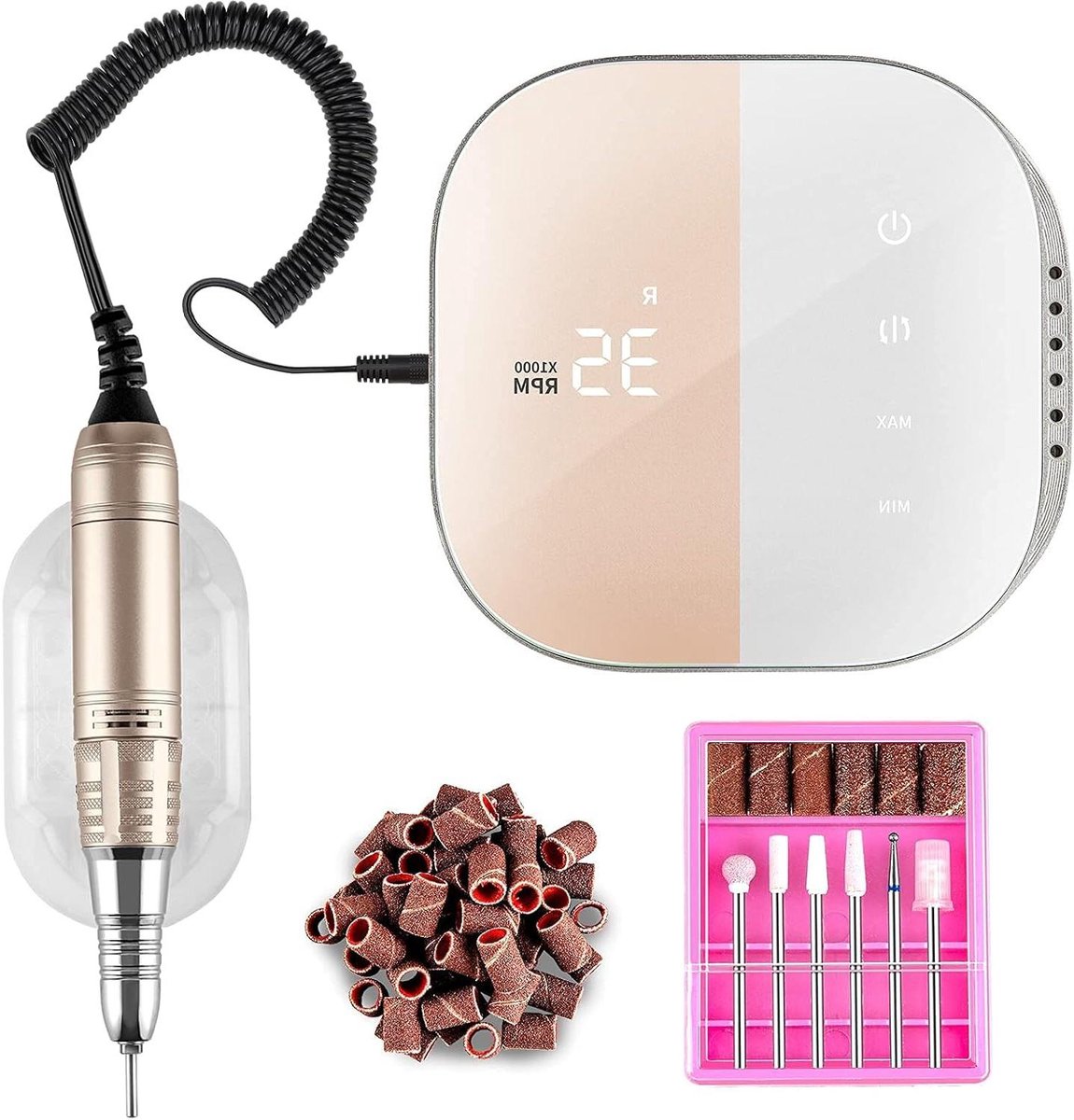 Elektrische Nagelboor - Nagelvijl Set - Nagelstyling - 35000 RPM Snelheid - HD Display - Roze