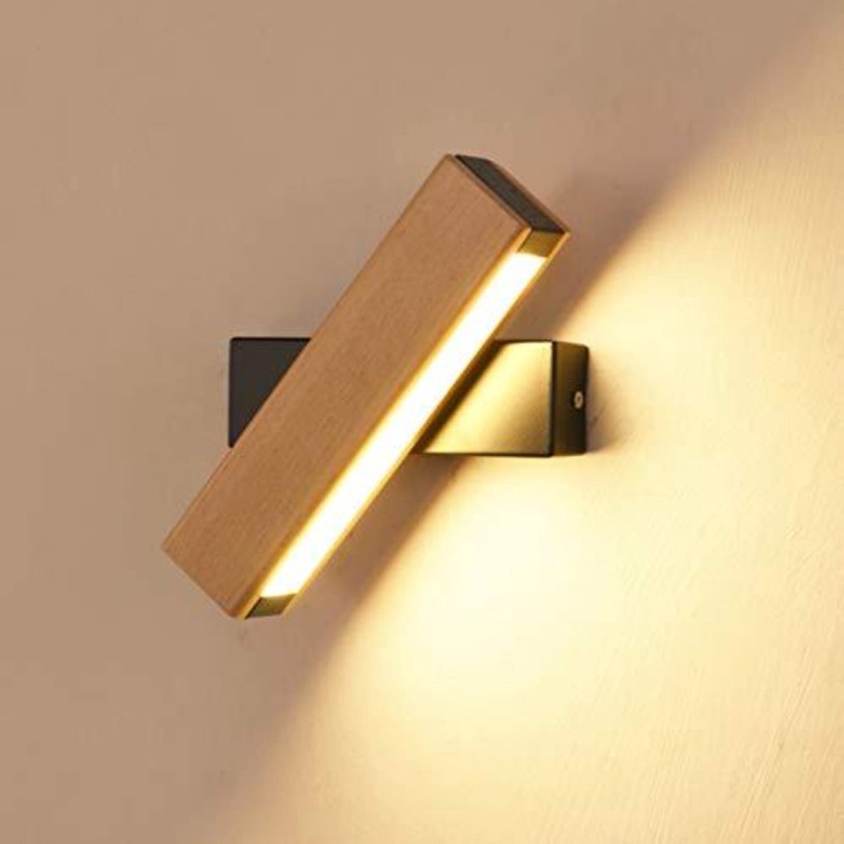Riserva Rechthoekige LED Wandlamp Houtkleur Zwart Modern Eenvoudig 4W 400lm 3000K Warm Licht 220V Ra80 voor Gang Trap Balkon