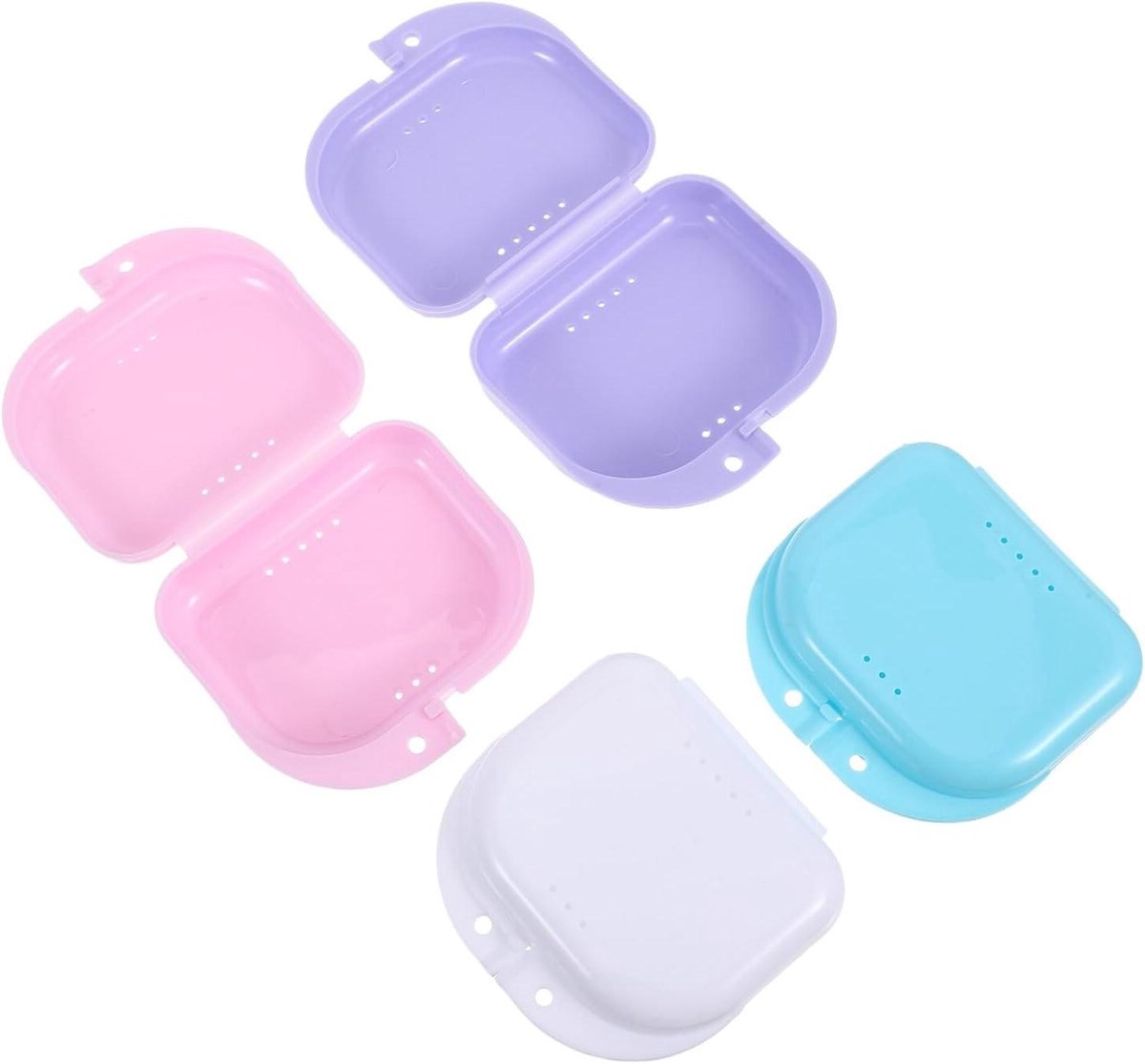 Opbergdoosjes Beugels - Houders Gebitsdelen - Hygiënisch Opbergen - Met Ventilatiegaten - 4 Stuks - Diverse Kleuren