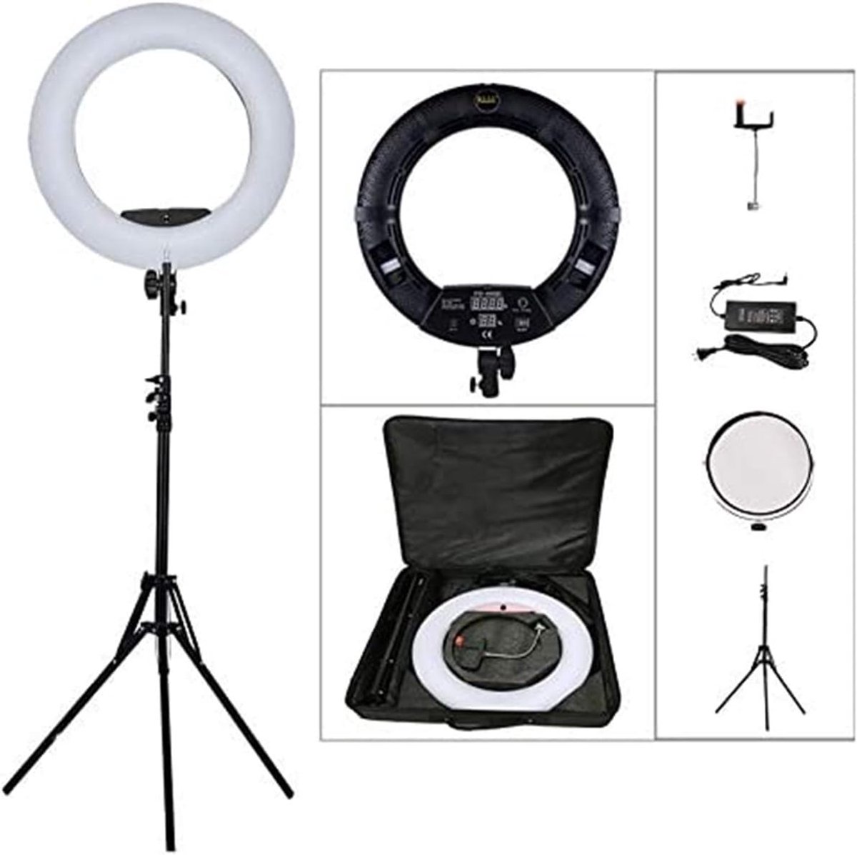 Led-ringlamp 18 inch - 96 W - dimbaar - perfect voor YouTube en zelfportretten - ShopVlot
