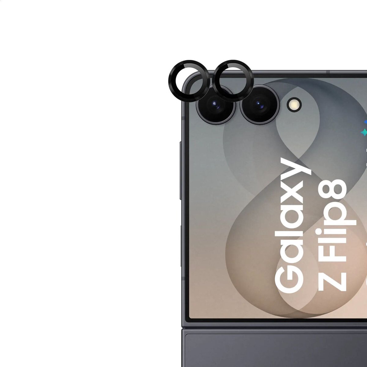 Rosso Camera Frame Protector Geschikt voor Samsung Galaxy Z Flip 8 - Case Friendly - 9H Tempered Glass voor Cameralens - Gemakkelijke Installatie met Tray - Zwart