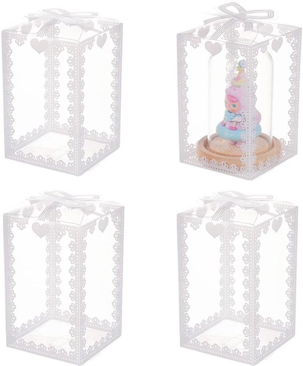 Geschenkdozen 24 Stuks - Transparante Dozen - Bruiloft/Gunst Dozen - Snoep/Chocolade Verpakking - 14x9x9cm - PVC met Strikpatroon - Cadeauverpakking