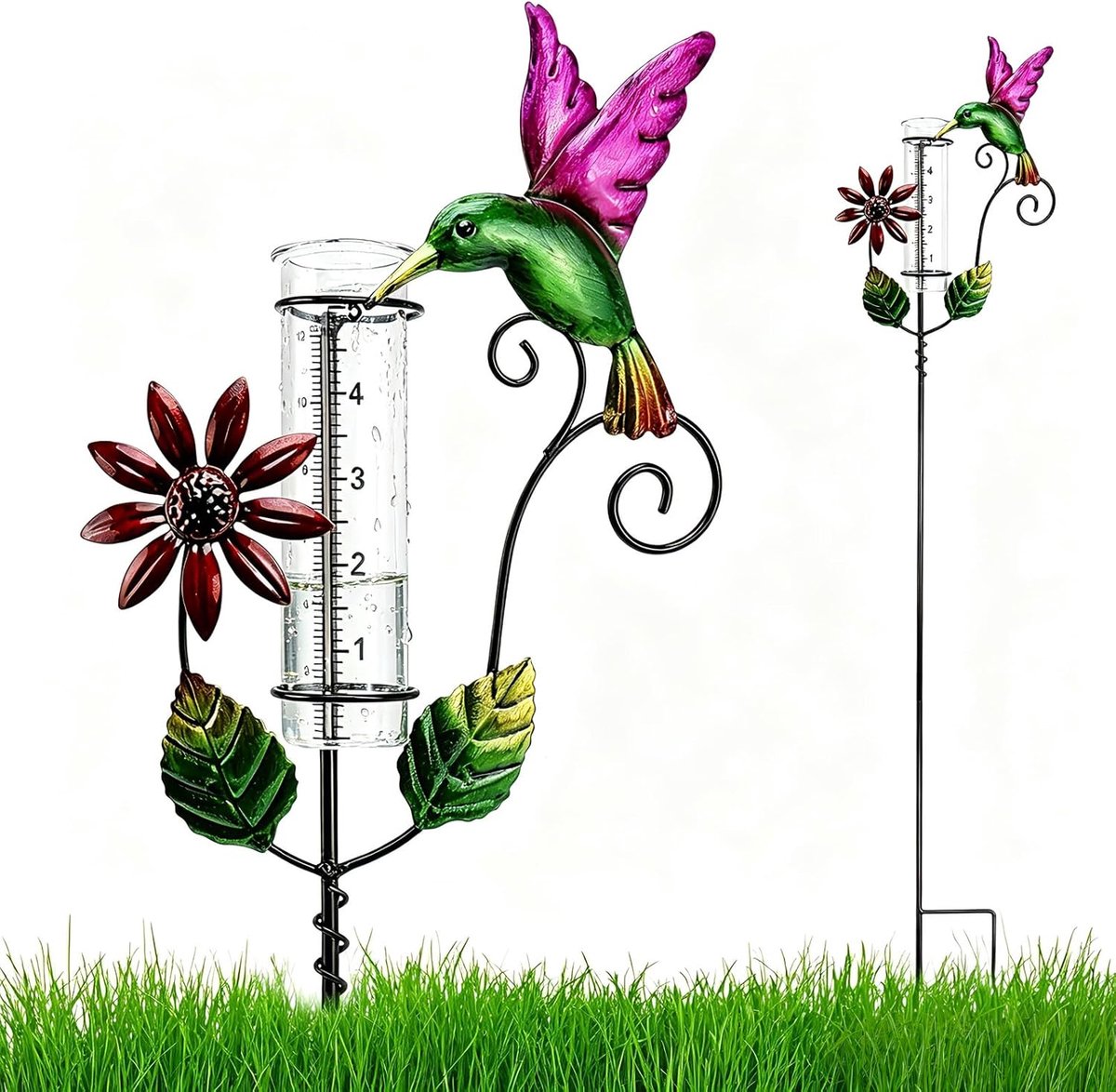 SnelShoppen - Regenmeter Glas 12 cm - Nauwkeurige Neerslagmeter voor Tuin en Gazon - Decoratief Tuinaccessoire in Natuur Design - Perfect Cadeau voor