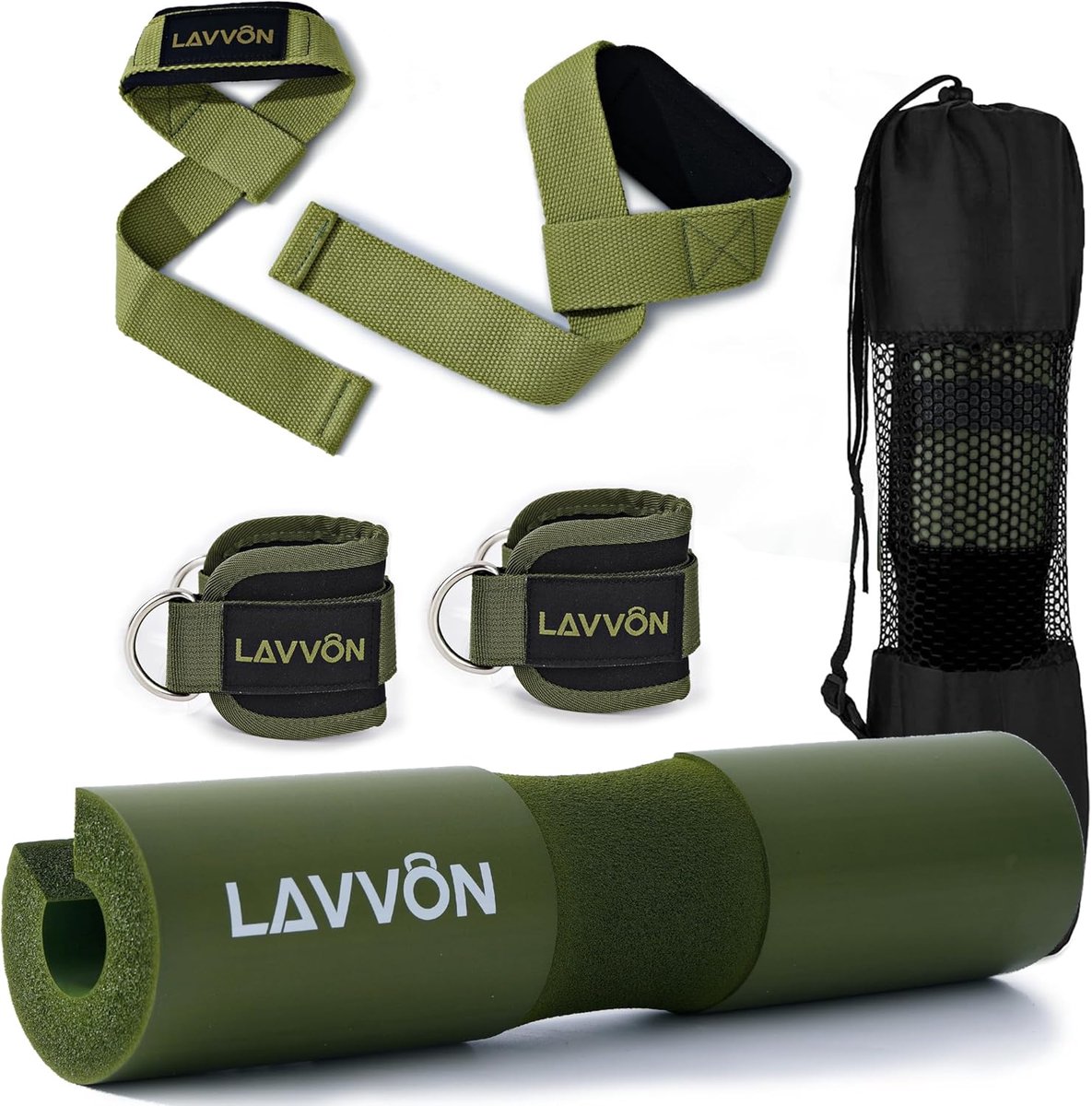 SnelShoppen - Barbell Squat Pad Set - Extra Dikke Schuimkussens voor Nek- en Schoudersteun, Krachttrainingsapparatuur met Anklets en Polsbanden voor F