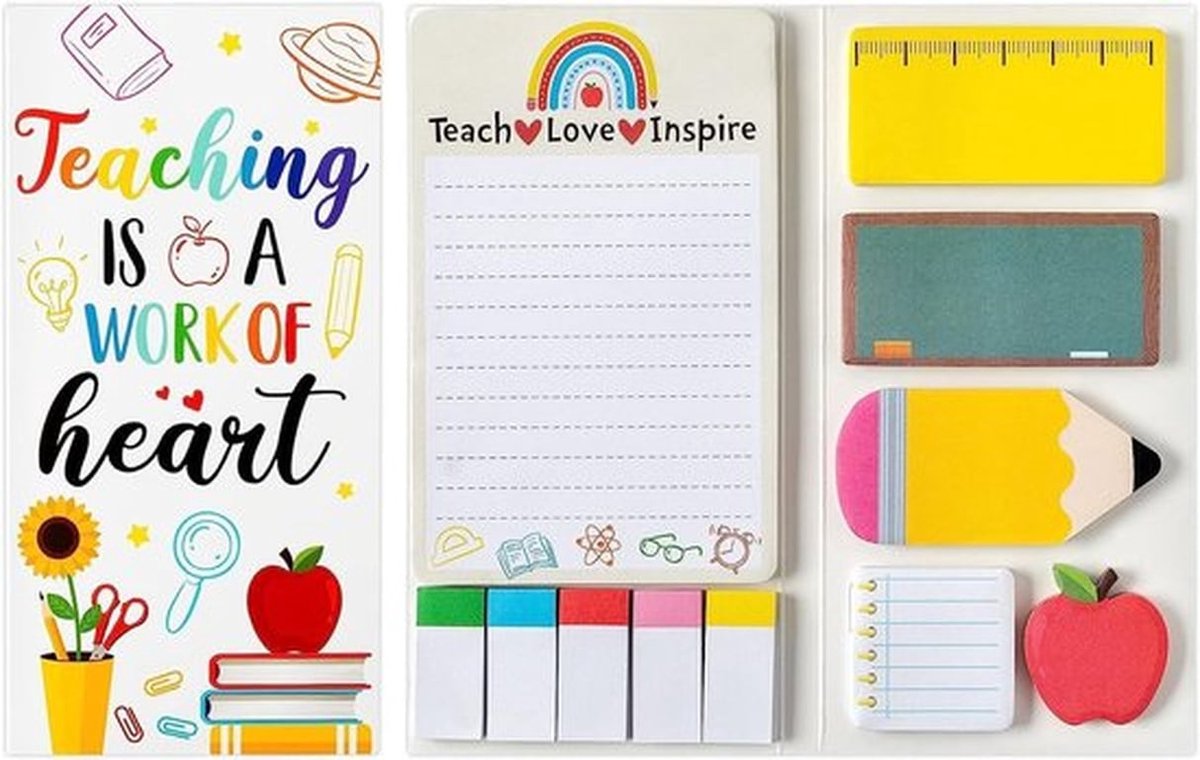 Sticky Notes Set - Plaknotities met verschillende stijlen - Notitieblokken - Leraar geschenken - Kantoorbenodigdheden - Uniek ontwerp