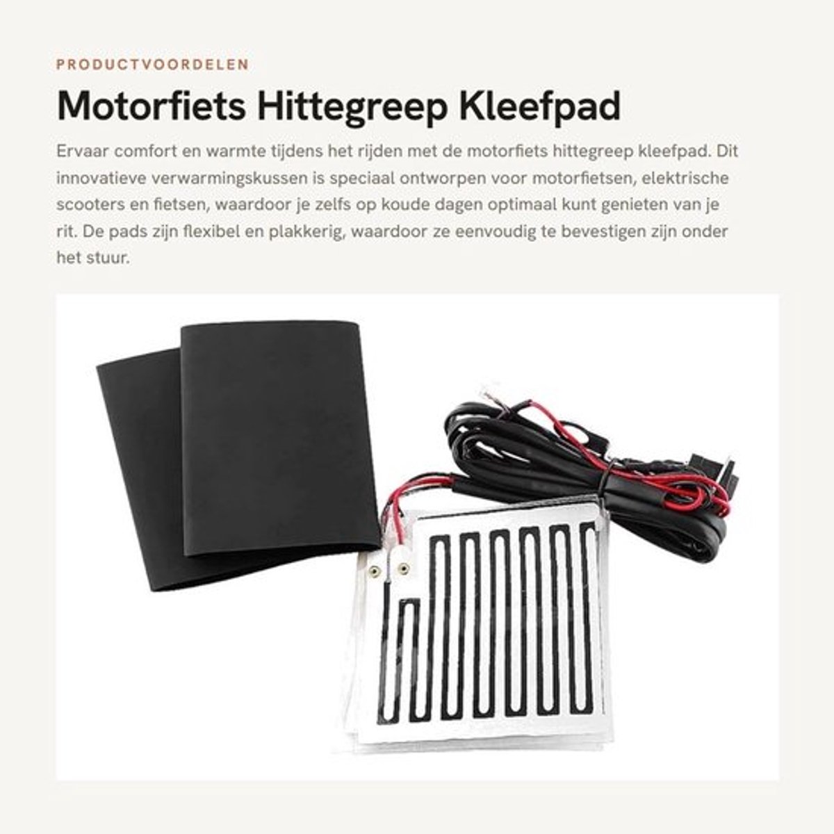 Motorfiets Hittegreep Kleefpad - Verwarmingskussen - Flexibel en Plakkerig - 12 V - Voor Stuur - Geschikt voor Elektrische Scooter