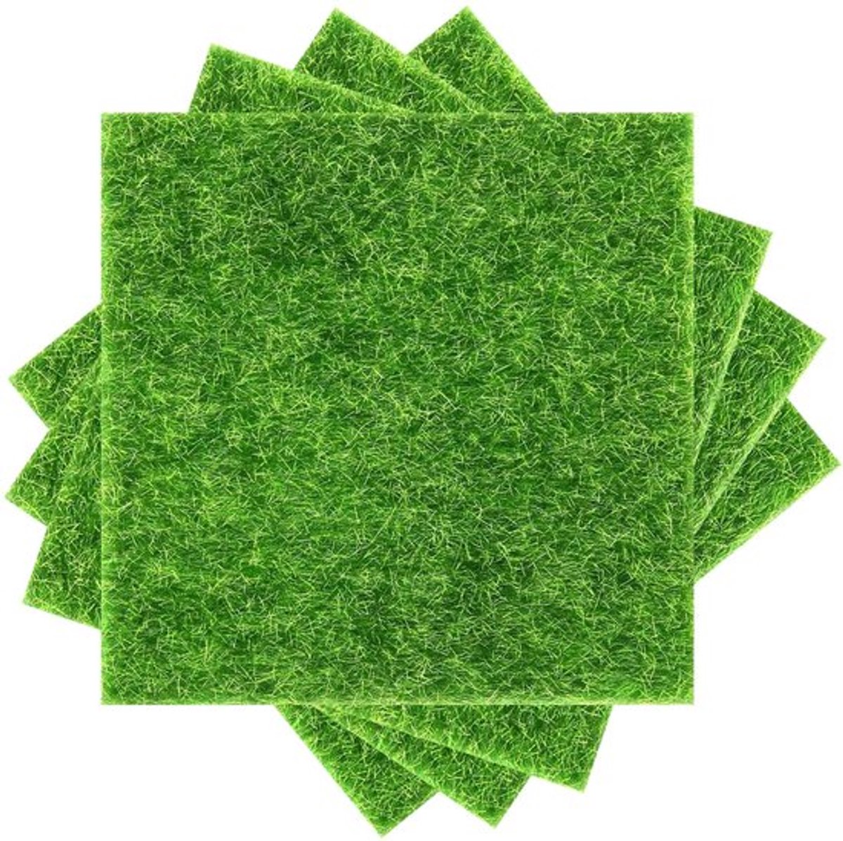 Kunstgras 15x15 cm - Set van 4 - Kunstgras voor buiten - Kunstgras voor balkon - Kunstgras voor decoratie - Zacht en kleurrijk - Modelgras