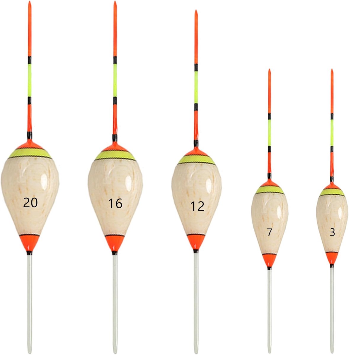 hengelset 5 stuks - kant-en-klaar - vispozen 3 # 7 # 12 # 16 # 20 - ideaal voor wintervissen - ShopVlot