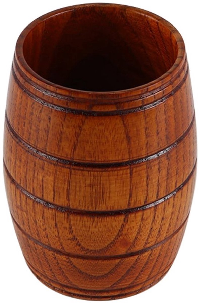 Bierpul Handgemaakt - Houten Bierpul - Drinkbeker 180 ml - Natuurlijke Houten Beker - Schokbestendig - Goed Gepolijst