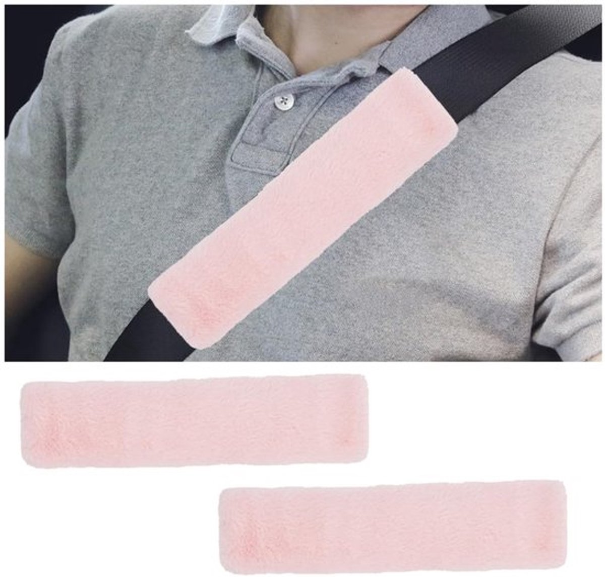 Autogordelkussen 2 Stuks - Veiligheidsgordel Bekleding - Pluche Schouderpads - Universeel - Zacht en Aangenaam - Gordelkussen