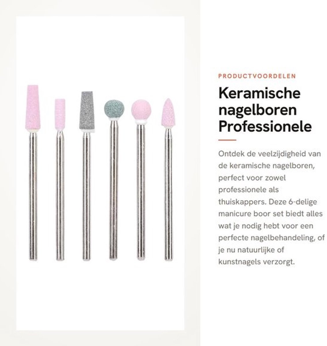 Nagelboren Professionele Manicure Set - Keramische Boren - Elektrische Boor Bits - Universele 6PCS - Scherpe Snijkanten - Geschikt voor Nagelverzorging