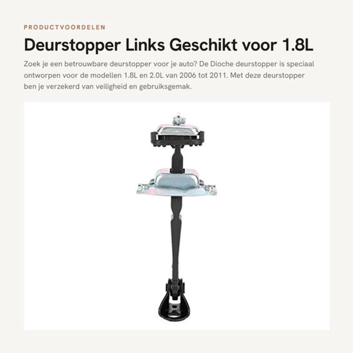 Deurstopper Buiten - Deurbuffer - Deurvastzetter - Deurwig - Deurstopper Zwart - Geschikt voor 1.8L/2.0L 2006-2011 - Deurbeschermer