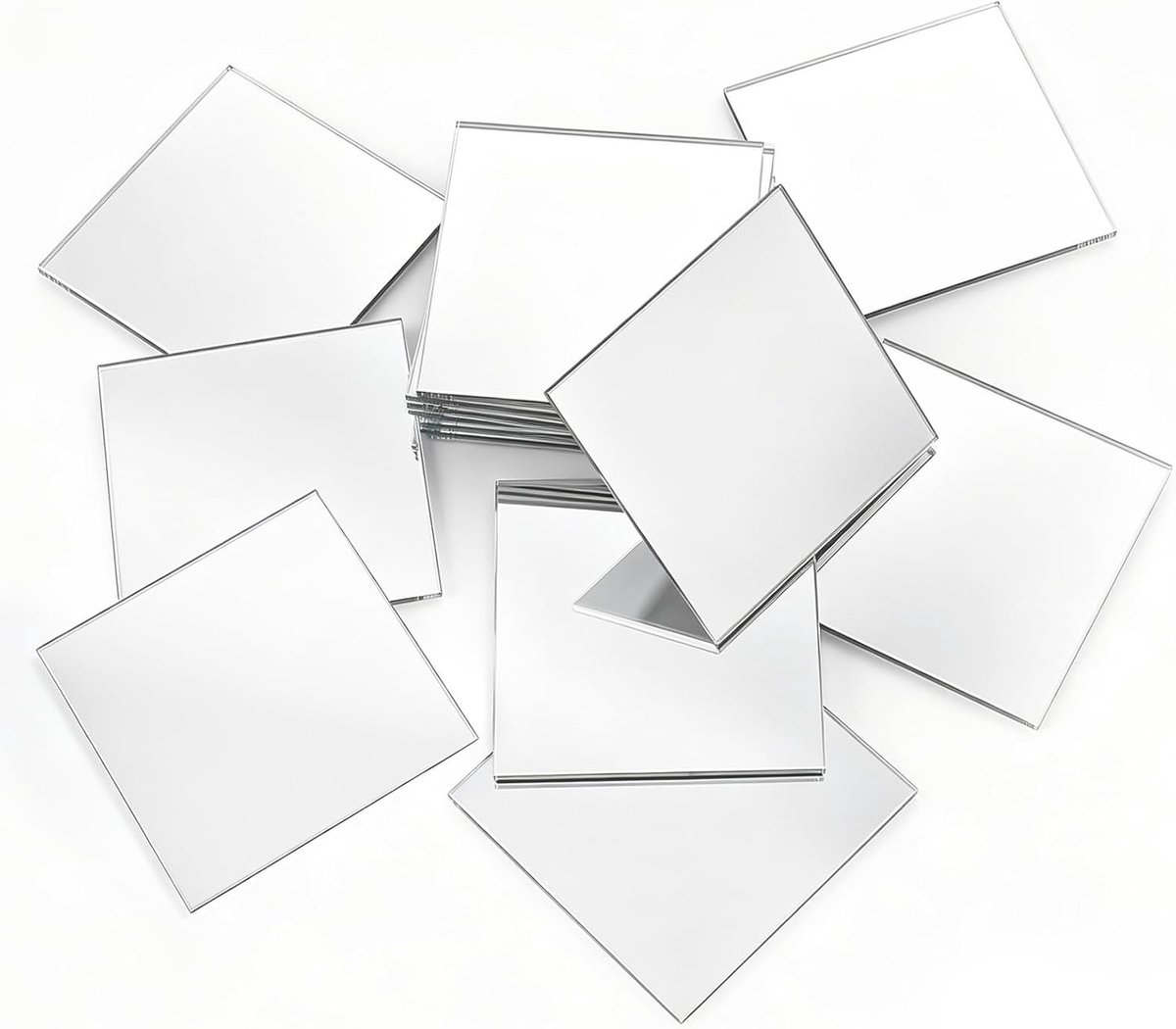Mini-spiegels 5 cm vierkante acrylspiegels, zelfklevend mozaïek voor wanddecoratie, badkamer en handwerk - 50 stuks
