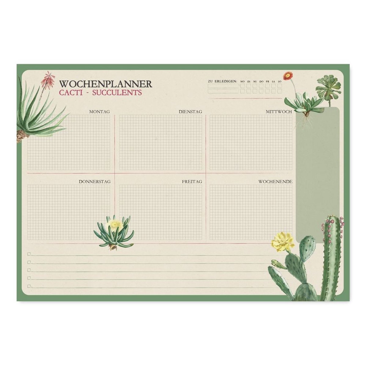 Grupo Erik - Botanical Cacti A4 Weekly In German Planner - Multicolours