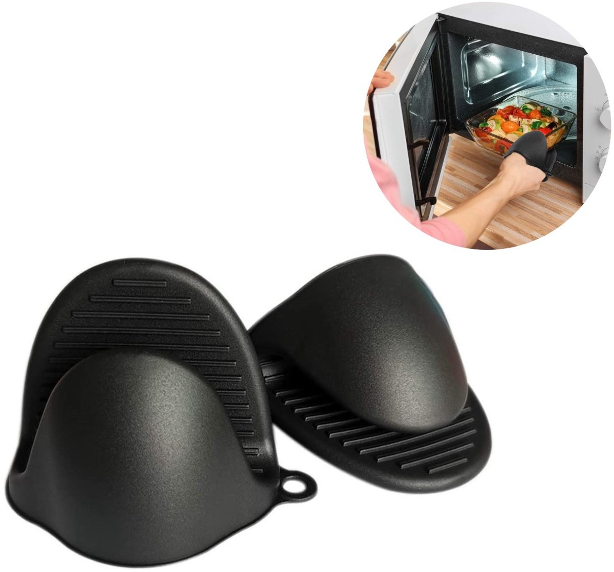 Oven-type siliconen pannenlap 2-pack Zwart