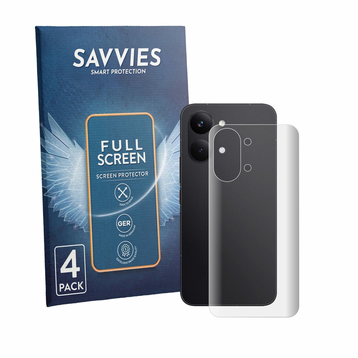 Savvies - Screenprotector voor Xiaomi Poco X8 Pro Max (Achterkant) - Folie Beschermfolie transparant volledig dekking 4 Stuks