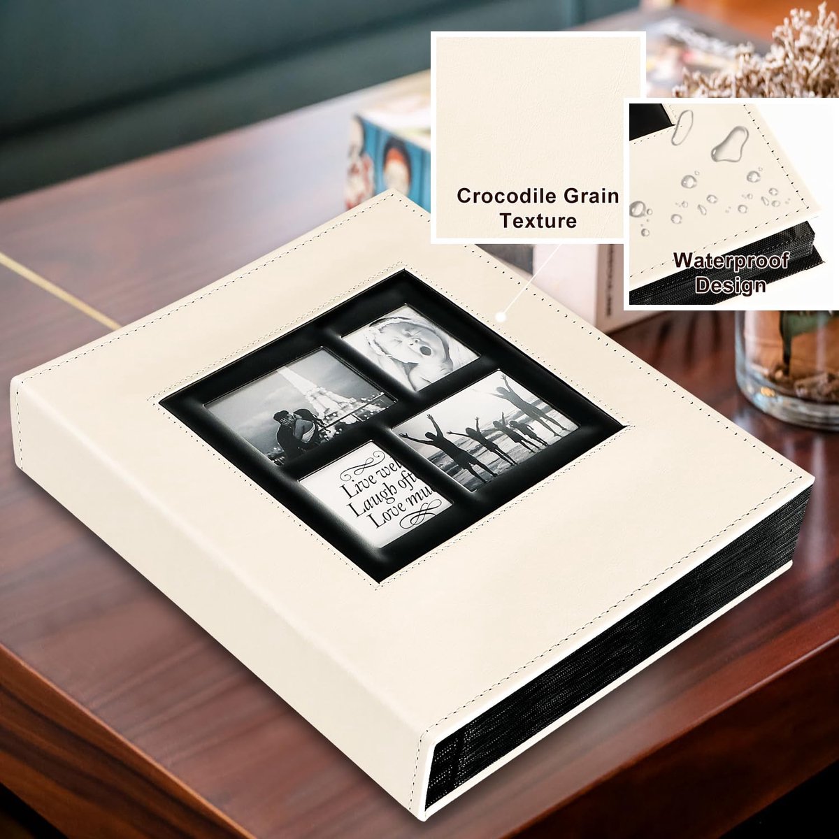 SnelShoppen - Fotoalbum voor 600 foto's 10x15 cm - Groot Formaat Bruiloft, Familiefoto's, Klassiek Ontwerp, Lederen Omslag (60 Vellen, 120 Pagina's, B