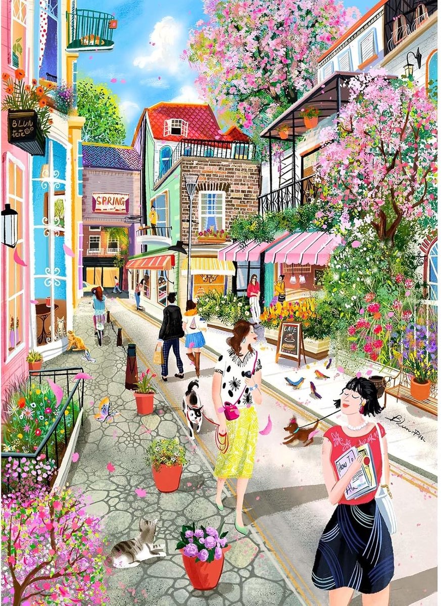 Puzzel 1000 stukjes voor volwassenen met kleurrijke stadsweg | Matte oliedruk, stofvrij en oogvriendelijk, ideaal voor puzzelliefhebbers