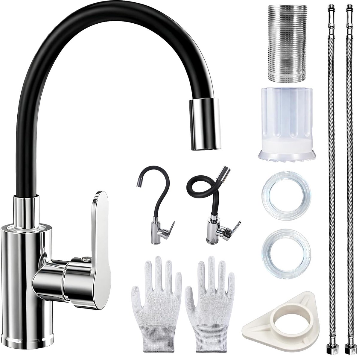 SnelShoppen - NLMWTI Waterkoker Zwart met Flexibele Uitloop, Snelle Kooktijd, 1,7 Liter Capaciteit, Perfect voor Keuken en Camping