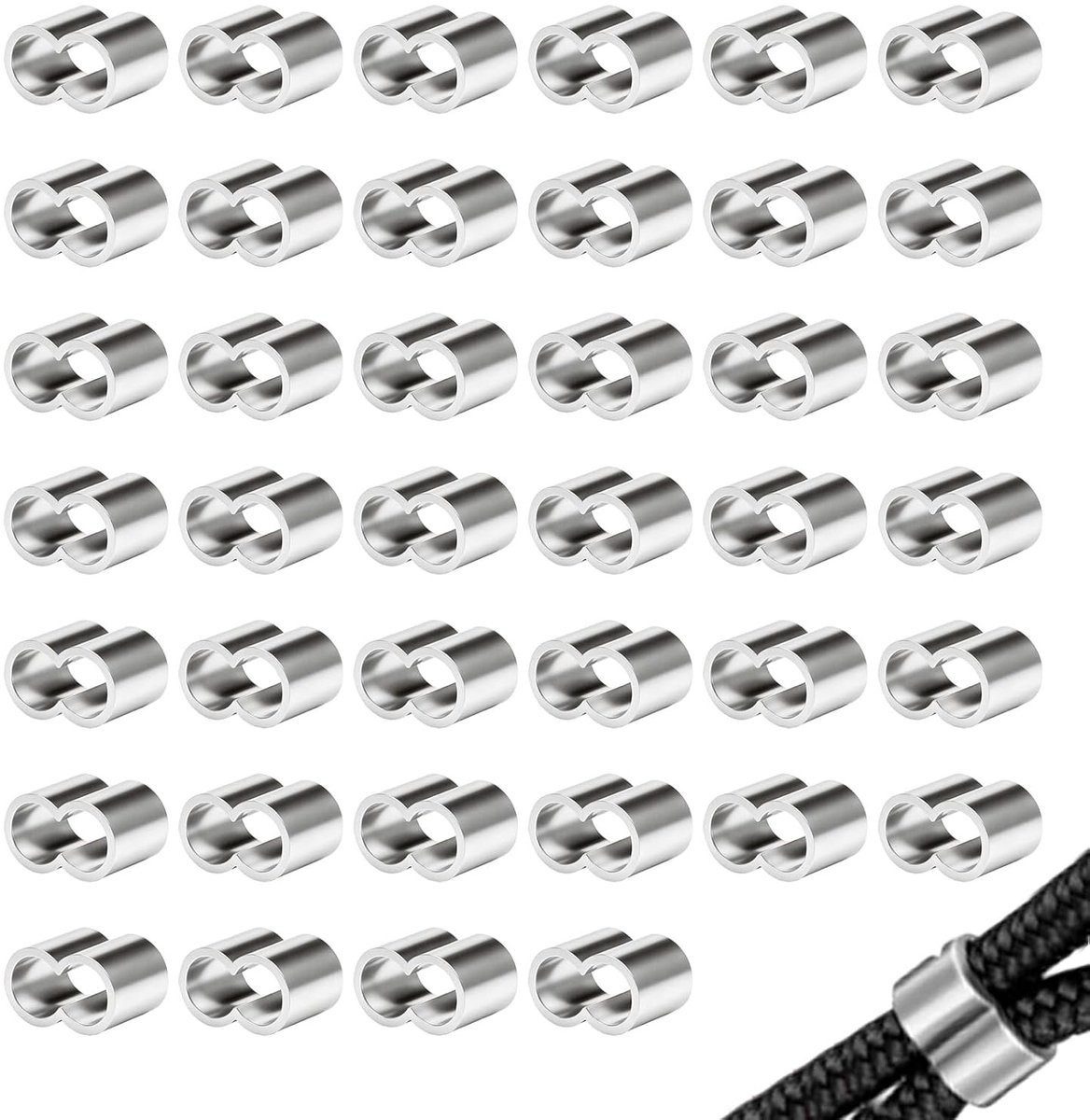 40 Stuks Aluminium Bush Clamps, 10mm Klemmen voor Touw, Kabel en Expander Rope, Ideaal voor Trailers en Zeilen