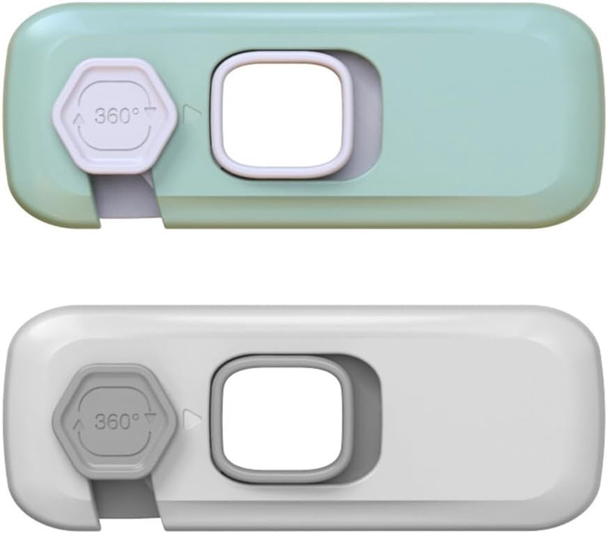 Veiligheidsloten voor kinderen, zelfklevend en zonder boren, turquoise en lichtgrijs, kinderveiligheid, deurbeveiliging, gebruiksvriendelijk