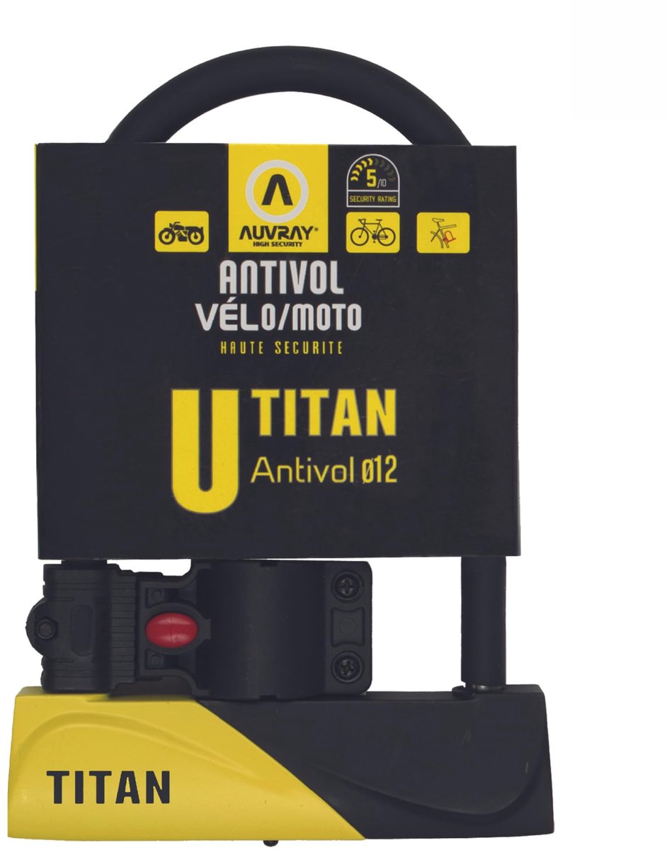 SnelShoppen - Motorslot Auvray UTT320AUV 165 x 320 mm, geel, stevig en betrouwbaar, ideaal voor fietsen, scooters en motoren, veilig en gebruiksvriend