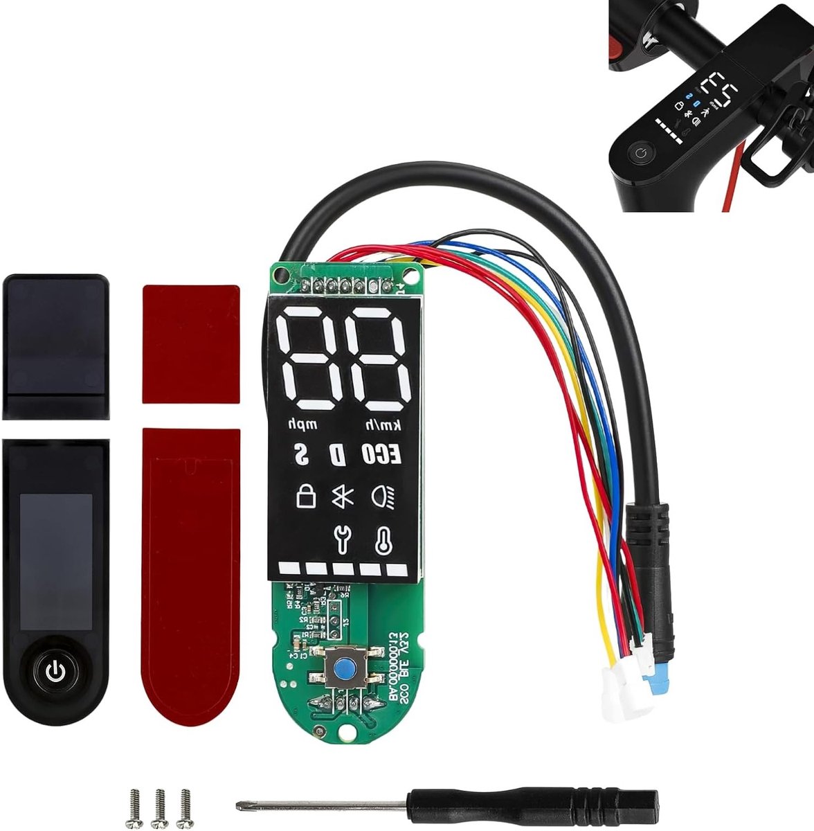 Bluetooth printplaat voor E-scooter 1S, elektrische scooter dashboard met 3 verbindingskabels en onderdelen