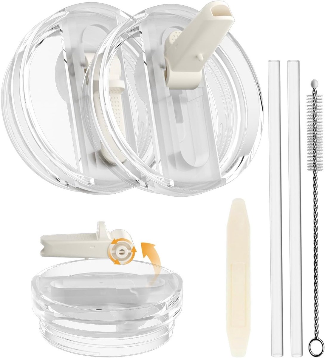 2 Pack Vervangende Tumbler Flip Straw Deksels voor 40 oz Bekers, Wit en Duurzaam Design