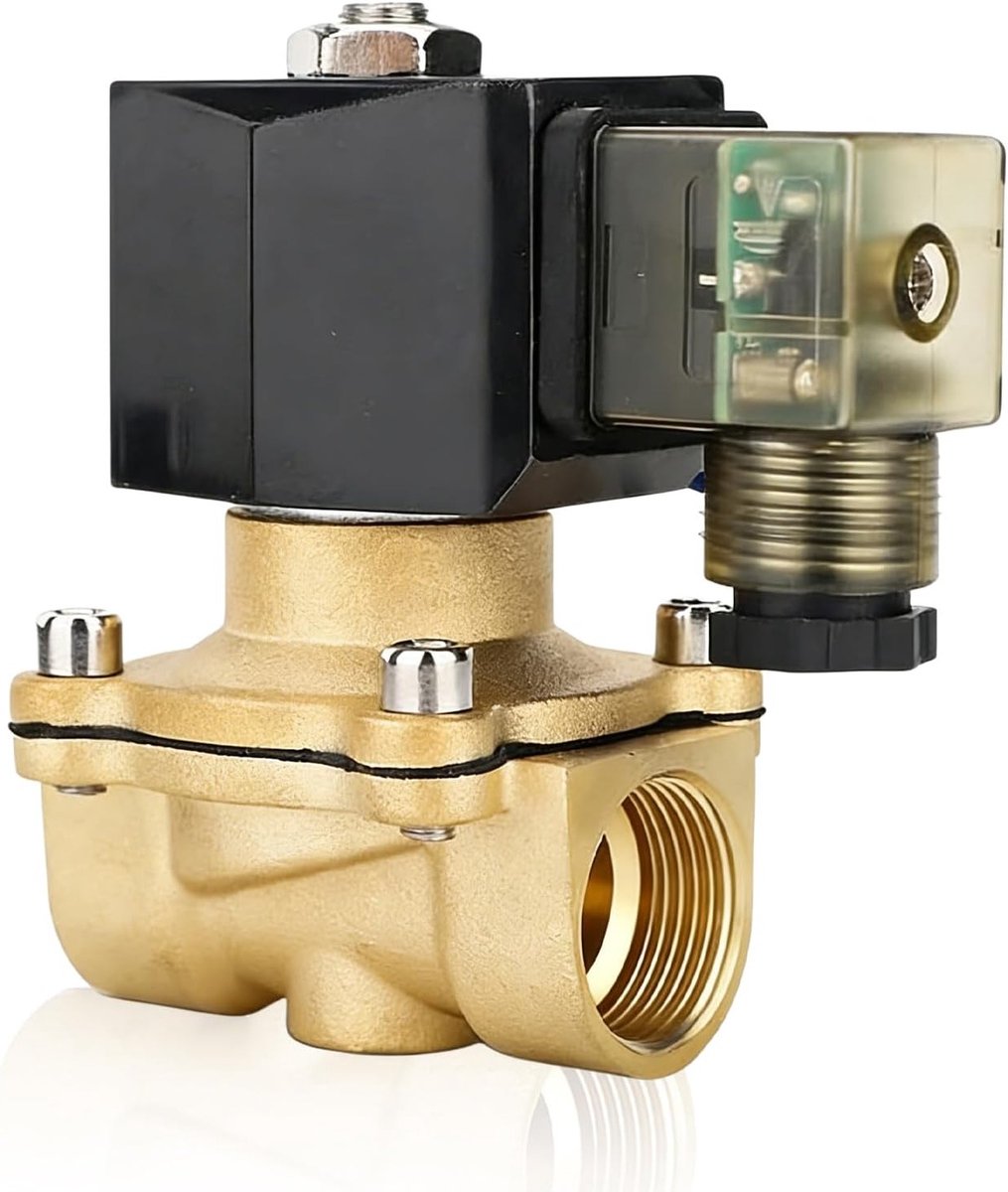 Magneetventiel G1/2 DN15 messing, stroomloos gesloten elektrisch ventiel voor water- en vloeistofbeheersing, NC direct werkend