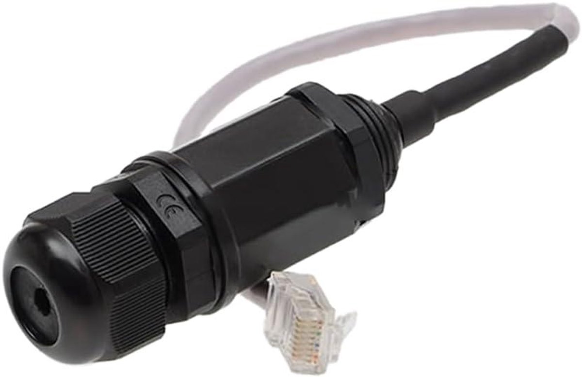 Ethernet LAN Adapter - Netwerk Connector - Stabiele Verbinding - Afgeschermde Categorie 5 - 25 cm Kabel - Zwart Wit