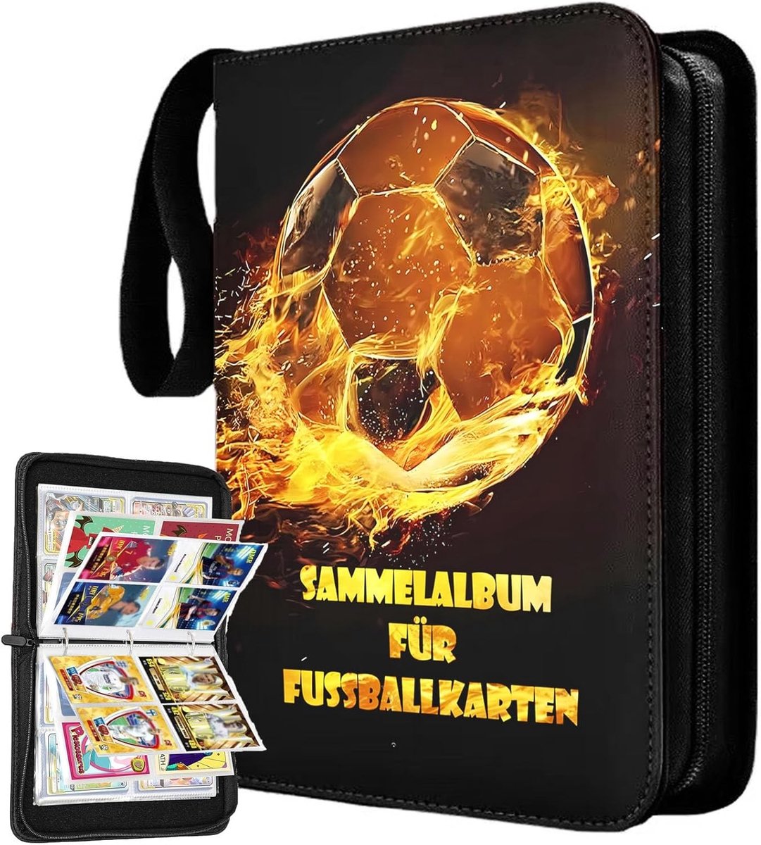 Verzamelalbum - PU-leer - Waterdicht - Met Ritssluiting - Voor Voetbalkaarten en Verzamelkaarten