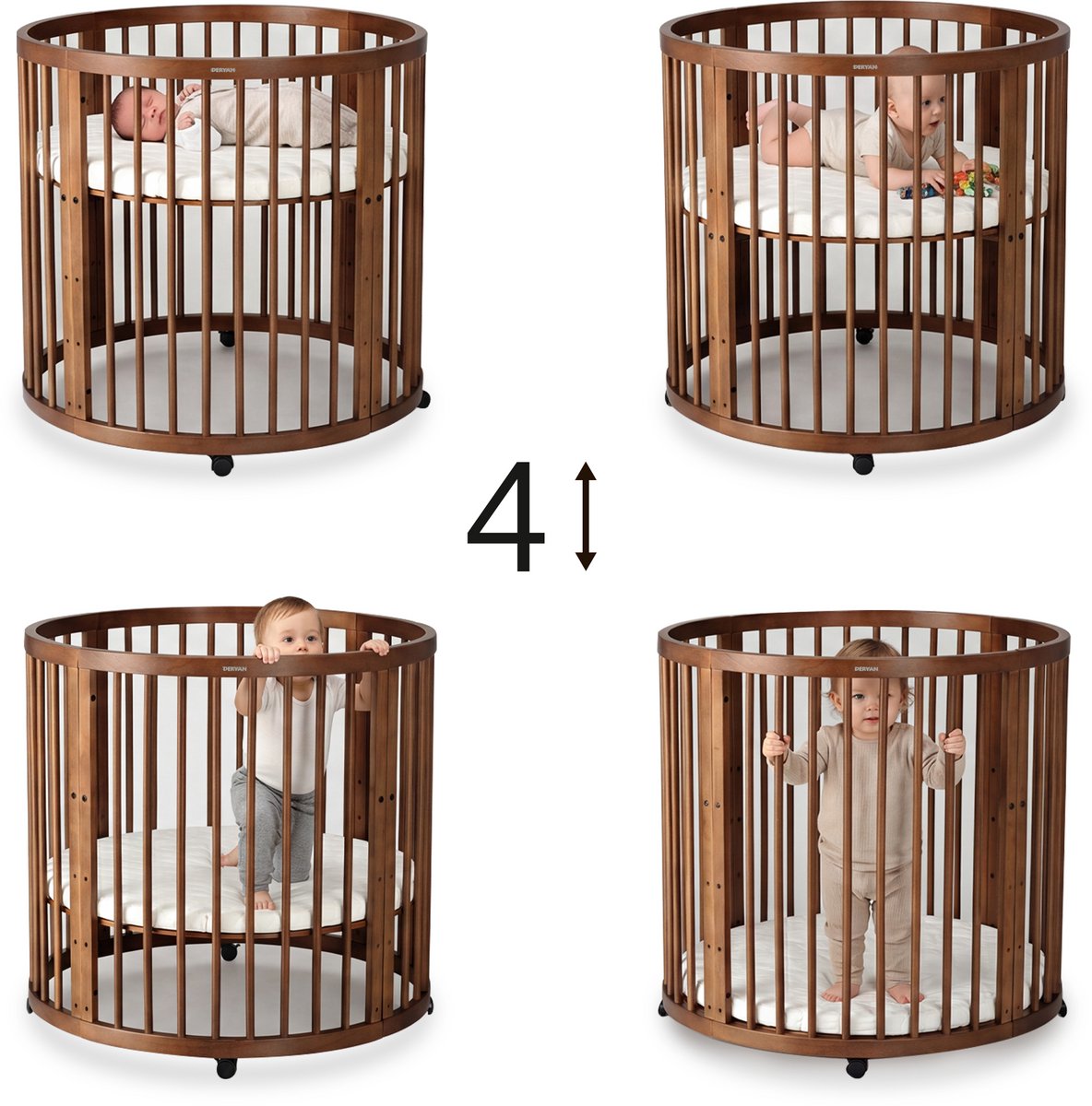 Deryan Willow Box - Ronde Houten Babybox inclusief Matras - Bruin – foto 8