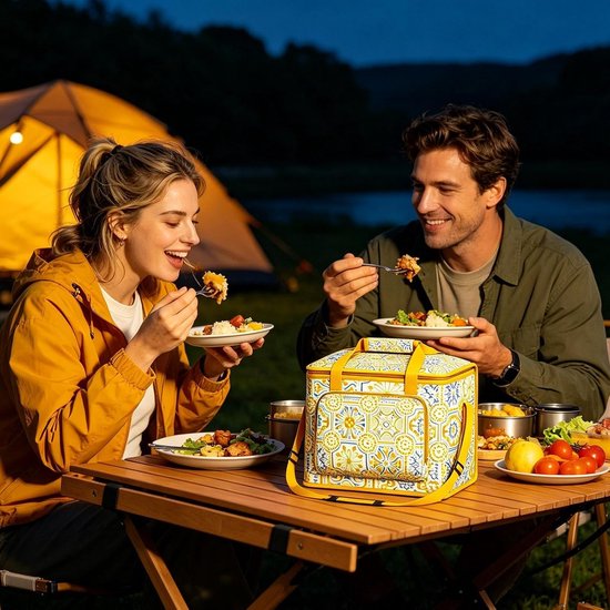 Geïsoleerde Picknickmand - Koeltas Transportbox - Eten Koel Houden - Waterdicht Met Rits - 35 x 25 x 6 cm — afbeelding 3
